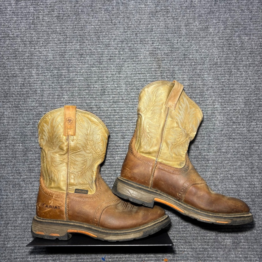 Ariat Groundbreaker Mens 10.5 EE Brown Leather Western Work Boots 10001188